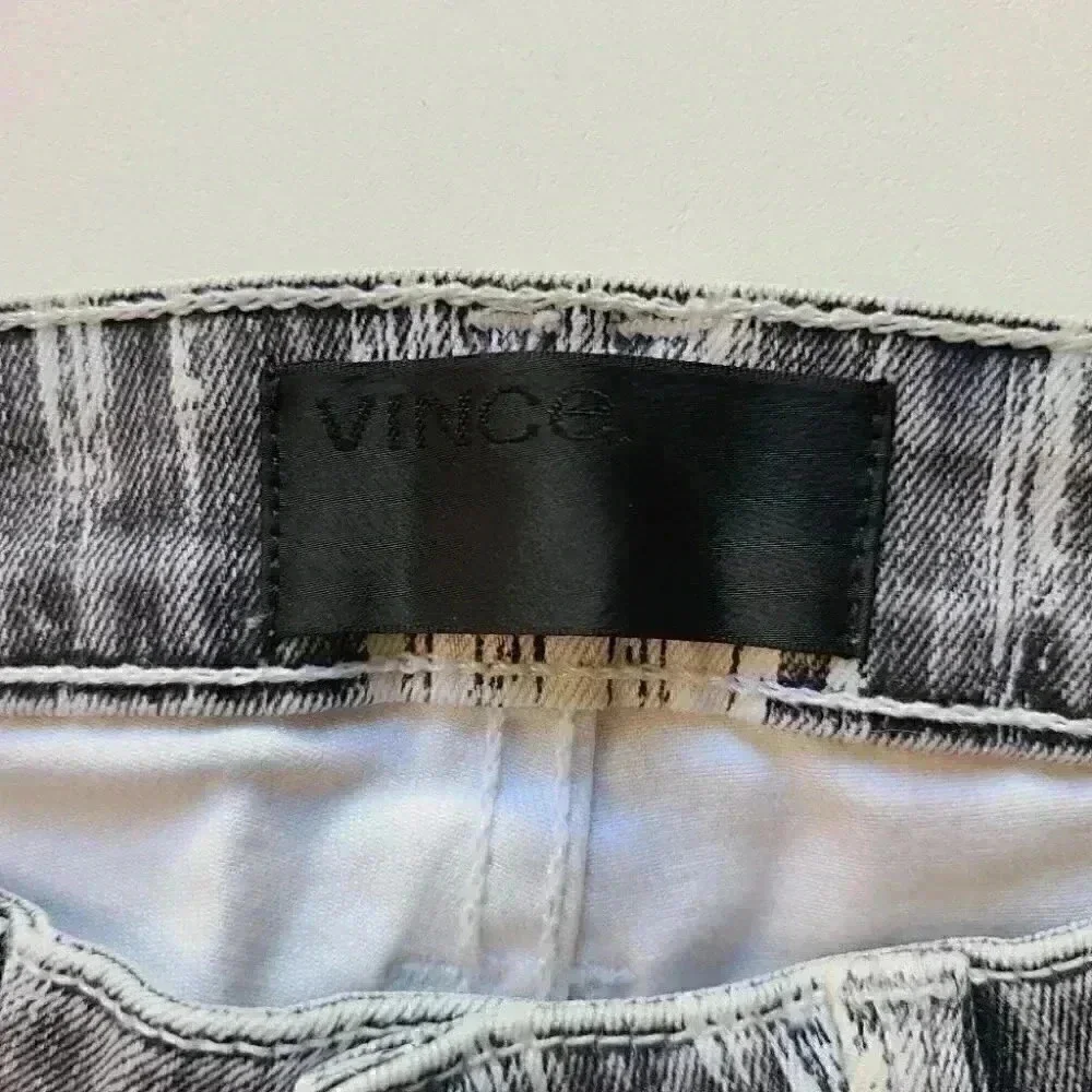 Vince Dylan Beat Down White Gray Coated Denim Skinny Jeans Stretch 24